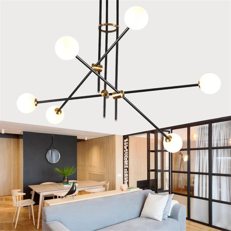 suspension magic beans design simple en verre et molécules - vue 3 sur 6