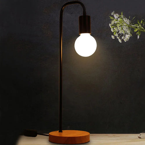 lampe de bureau vintage en bois et métal style campagne américaine - vue 6 sur 5