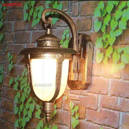 Applique murale extérieures imperméables en aluminium rétro européen lampe de jardin en Bronze Villas balcon couloir cour décor luminaires muraux - vue 3 sur 8