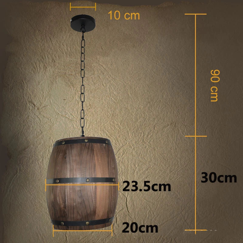 baril en bois suspension style rétro pour restaurant - vue 4 sur 6