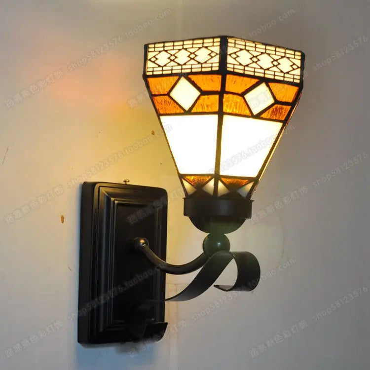lampe à poser rétro minimaliste en verre tiffany cuivre pour décoration européenne