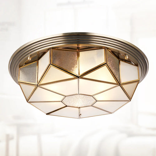 plafonnier vintage en verre et cuivre pour intérieur - vue 3 sur 6