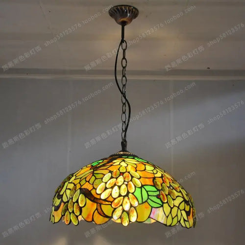 lustre antique en style européen avec feuilles vertes décoratives - vue 4 sur 6