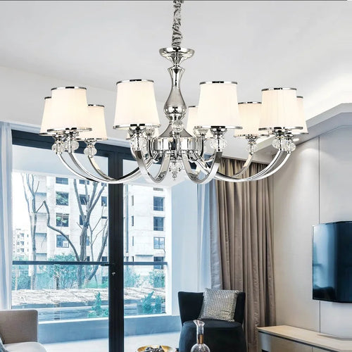 Lustre Chrome moderne Led en cristal E14 - vue 3 sur 5