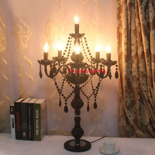 lampe à poser luxe en cristal noir pour un éclairage créatif et romantique - vue 3 sur 7