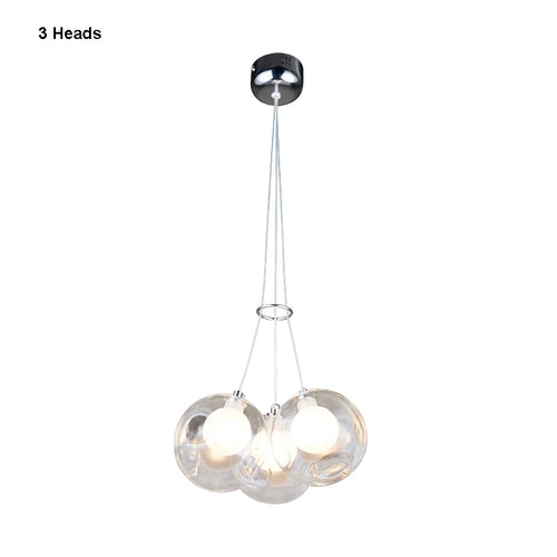 gzmj moderne boule de verre suspension lumières multiples têtes suspension lampe - vue 13 sur 13