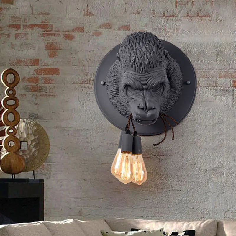 applique murale nordique en résine gorille avec led moderne - vue 4 sur 7