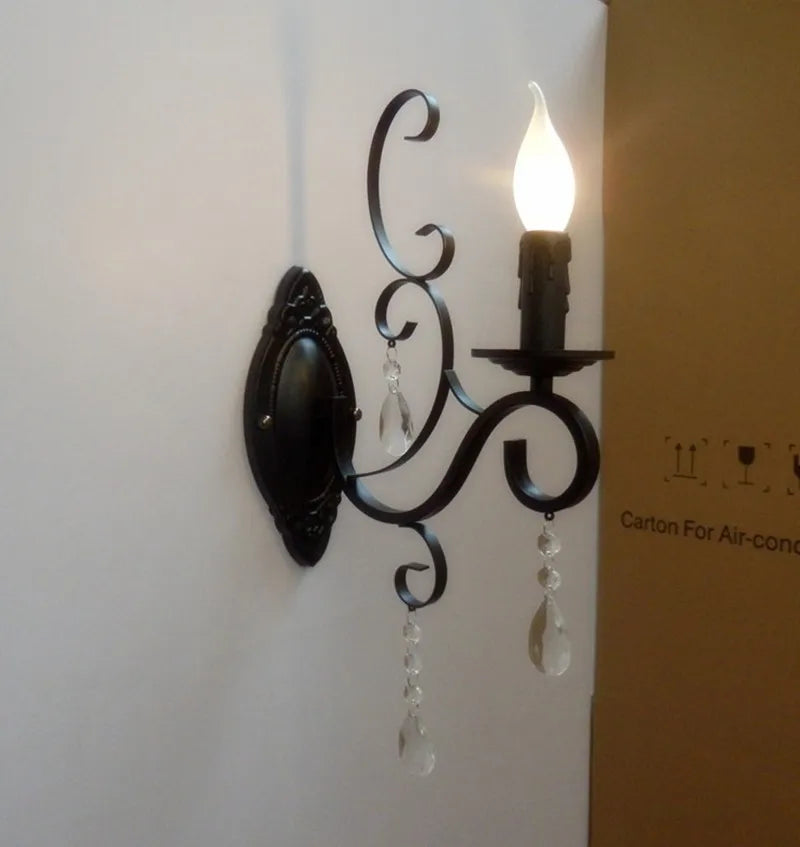 applique murale en cristal et métal style classique européen - vue 2 sur 6