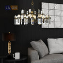 suspension en cristal doré et noir design moderne
