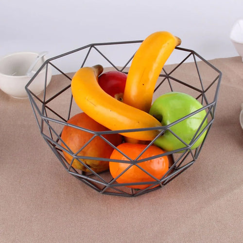 panier de rangement décoratif en fil de fer géométrique pour fruits - vue 6 sur 6