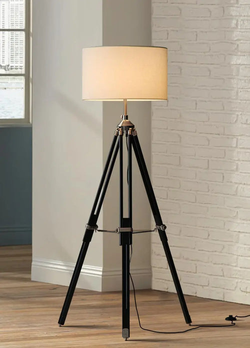lampe à poser en bois massif style industriel créatif - vue 9 sur 10