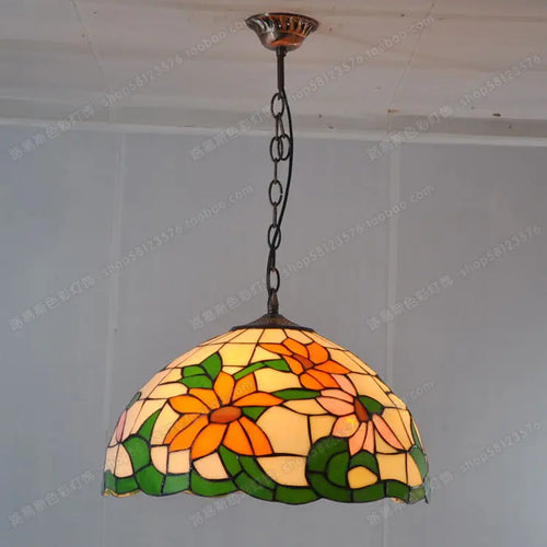 lustre en verre tournesol style américain éclairage campagne intérieur - vue 4 sur 5