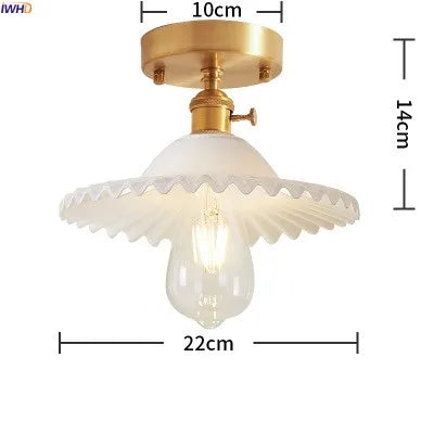 plafonnier led iwhd verre cuivre style nordique vintage edison - vue 11 sur 19