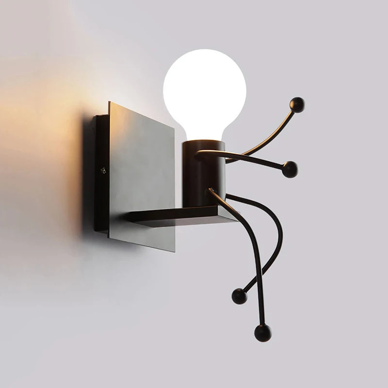 applique murale led en fer avec poupée de dessin animé nordique pour enfants - vue 3 sur 12