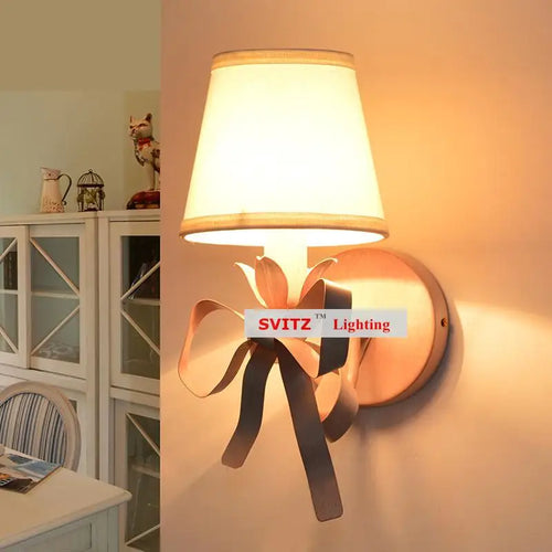 applique murale bow pour chambre de fille abat-jour en tissu - vue 4 sur 9
