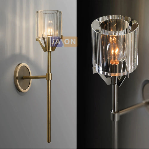applique murale rétro en cuivre avec cristal classique - vue 5 sur 5