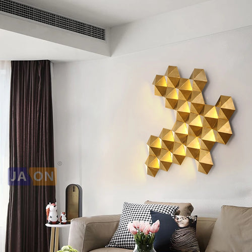 Applique murale LED postmoderne en acier inoxydable doré nid d'abeille LED lumière LED pour magasin chambre Foyer - vue 4 sur 11