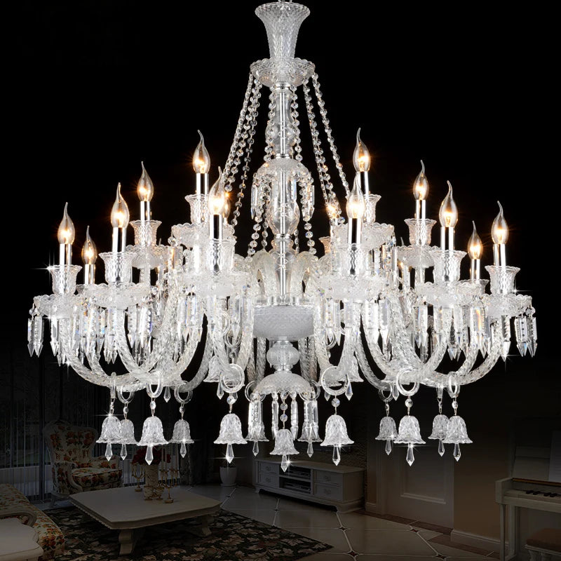 lustre en cristal moderne avec éclairage led design élégant - vue 3 sur 14