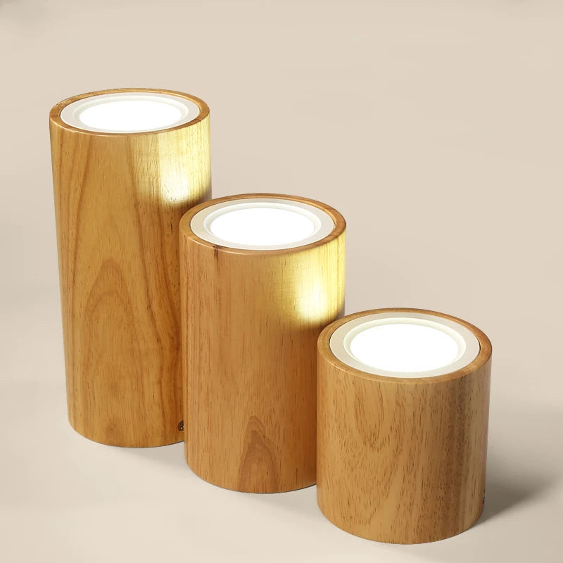 plafonnier moderne à leds design bois rond carré décoration intérieure - vue 5 sur 12