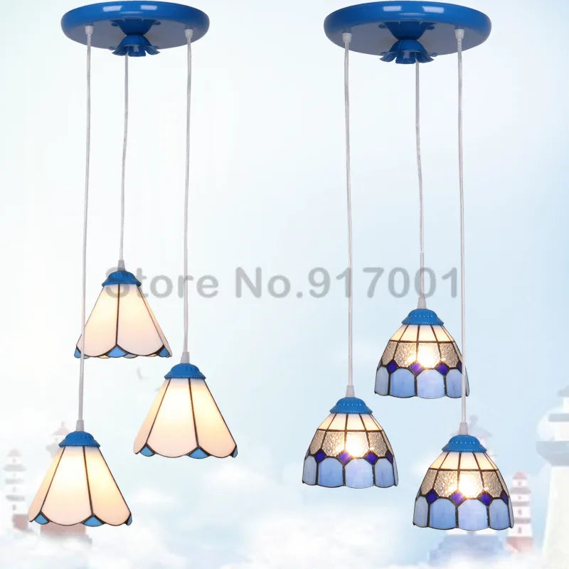 3 Heads Colorful Glass LED Pendant Lamps Light,Bedroom Suspension Hanging Ceiling Lamp - vue 4 sur 30