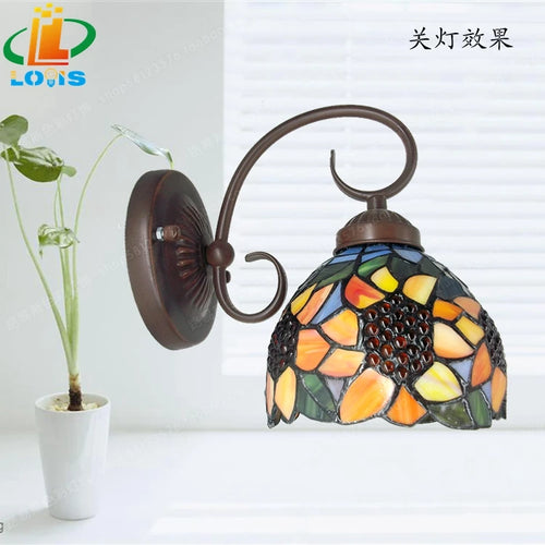 applique murale style européen tournesol en verre pour jardin et balcon - vue 3 sur 9