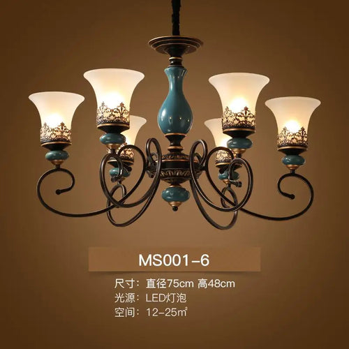 lustre à led en céramique style rétro moderne et luxueux - vue 9 sur 10
