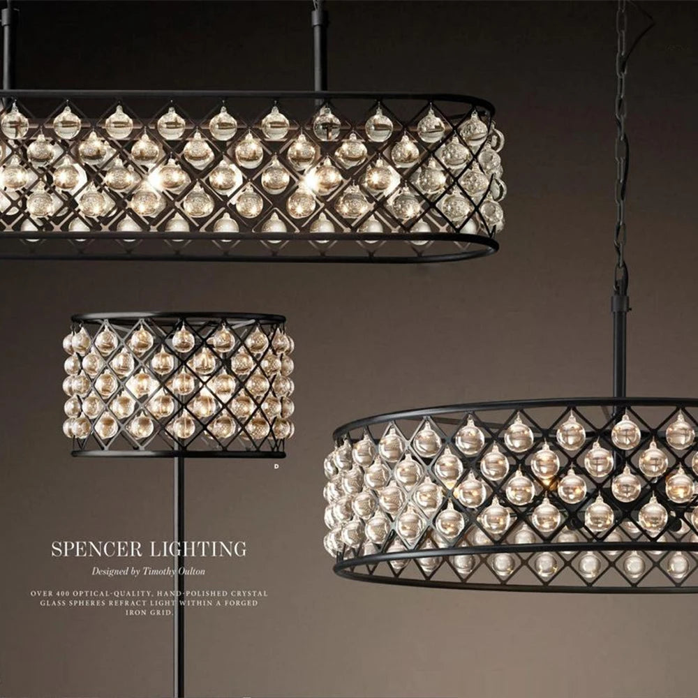 lustre rectangulaire en cristal noir pour éclairage suspendu - vue 6 sur 6