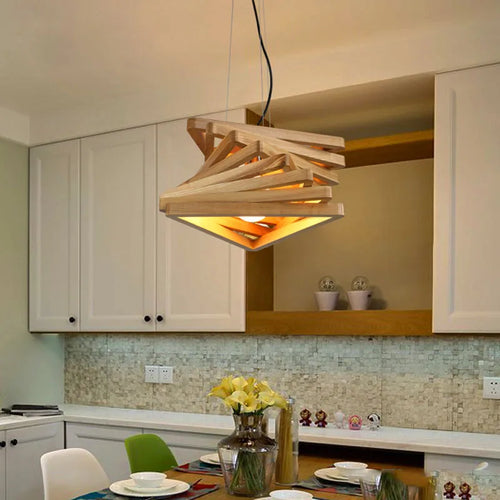 luminaire suspendu créatif en bois de fruits pour île moderne - vue 5 sur 5