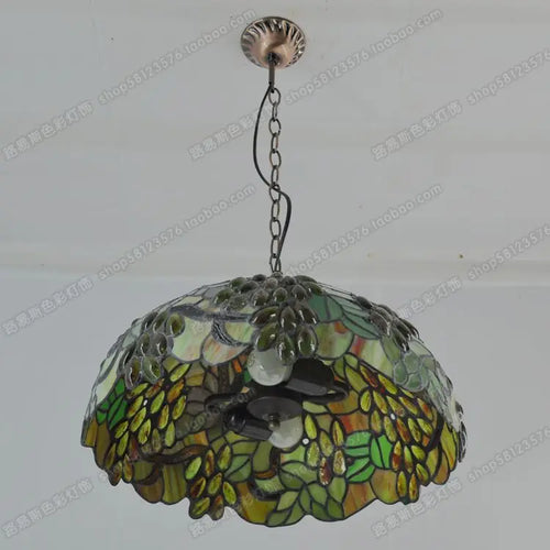lustre antique en style européen avec feuilles vertes décoratives - vue 7 sur 6