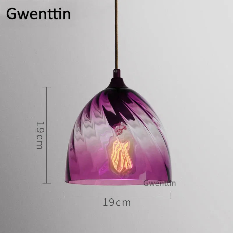 suspension moderne en verre teinté pour décoration intérieure - vue 8 sur 22