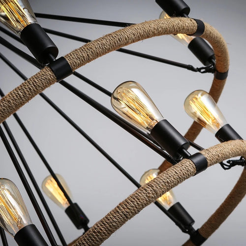 gzmj suspension lumineuse industrielle vintage en chanvre - vue 4 sur 9