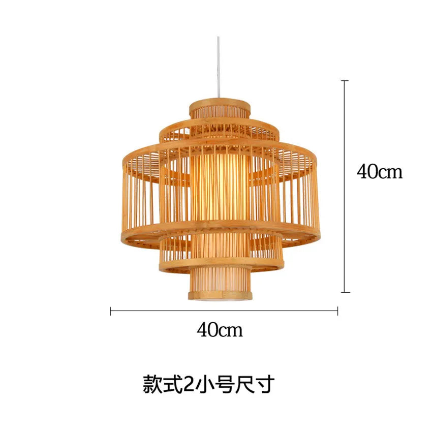 suspension en bois chinois design lumineux pour restaurant japonais - vue 14 sur 14