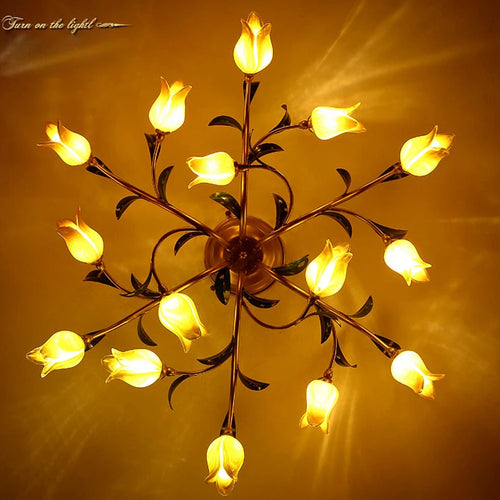 plafonnier LED en forme de fleur en verre et fer - vue 4 sur 8