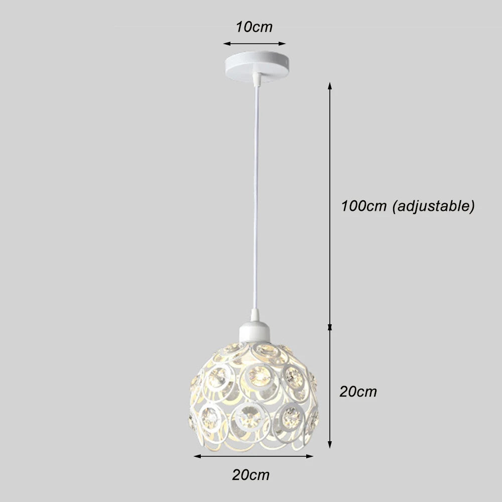 Modern Ceiling Light Chandelier Metal Crystal Shade E27, Pendant Lighting for Living Dining Room Bedroom Cafe Bar Black White - vue 11 sur 12