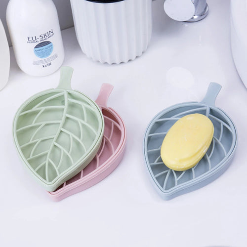 boîte à savon double couche en forme de feuille portable - vue 2 sur 8