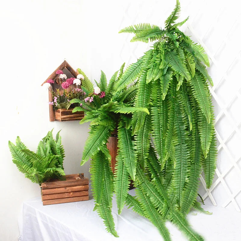 plantes artificielles suspendues grandes plantes tropicales en rotin décoratives - vue 6 sur 11