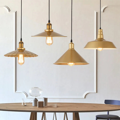 Nordique rétro E27 suspension LED lumière pays américain couleur or lustre en fer forgé intérieur maison chevet salon cuisine lampe - vue 4 sur 14