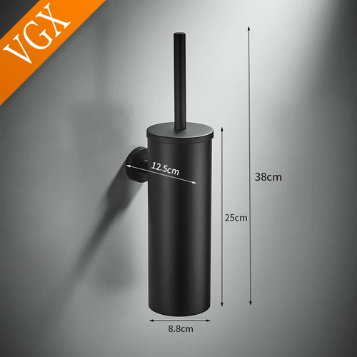support mural porte-brosse de toilette en acier inoxydable brossé - vue 5 sur 7