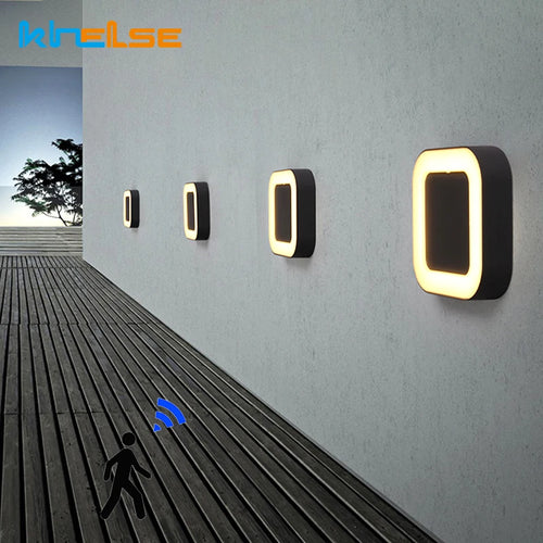 12W Waterproof Outdoor Wall Lights Radar Motion Sensor IP65 Wall Sconce Lamp LED Balcony Porch Garden Villa Lighting Fixtures - vue 2 sur 8