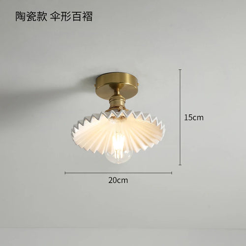 plafonnier nordique cuivre LED luminaires interrupteur chambre salon escalier lumière Plafon montage Flount en céramique éclairage à la maison - vue 10 sur 10