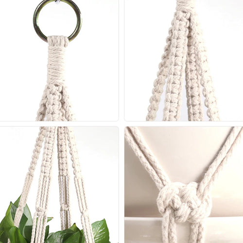 panier suspendu en macramé pour plantes artisanales décoration intérieure - vue 4 sur 18