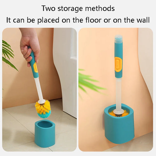 brosse de toilette à long manche avec détergent et accessoire mural - vue 6 sur 9