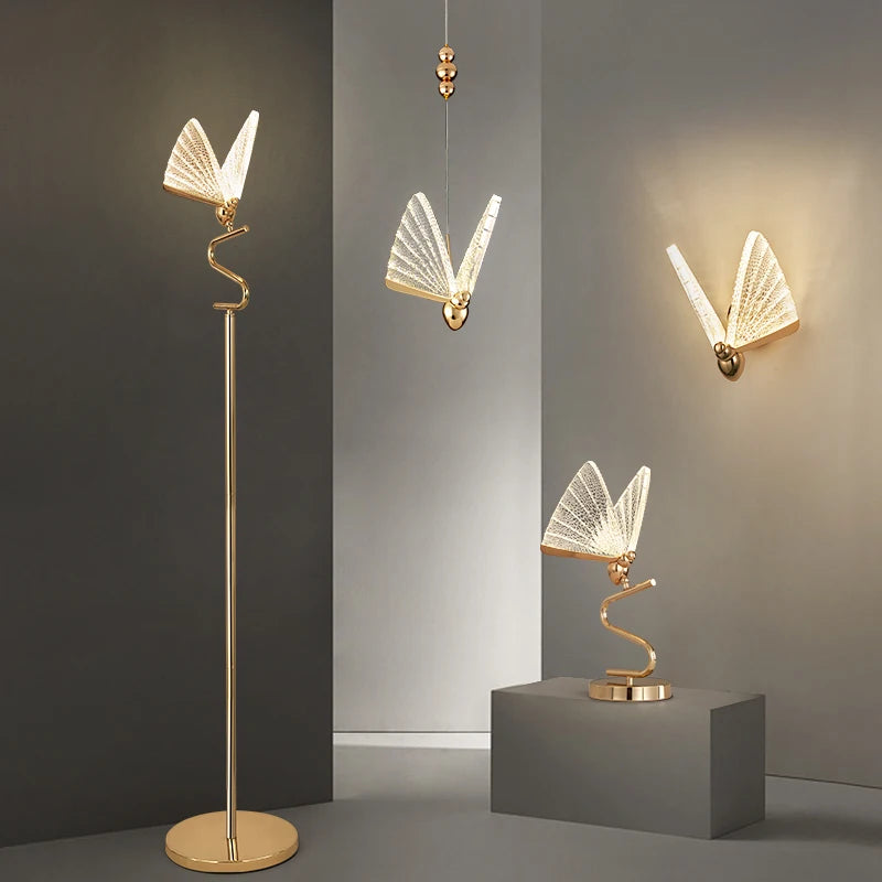 lampe à poser papillon design moderne veilleuse créative luminaire luxe - vue 6 sur 12