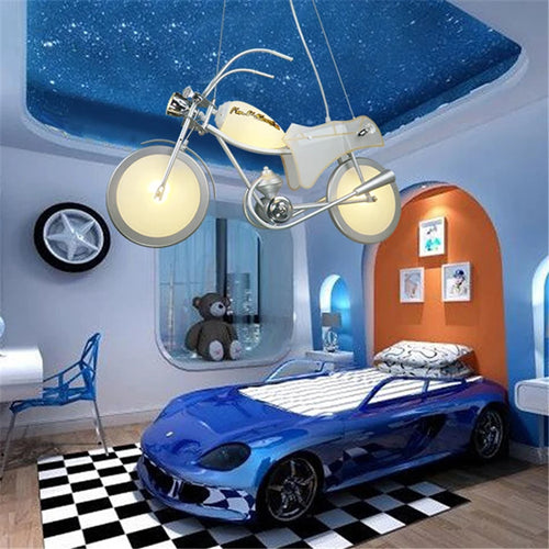 lustre led créatif nordique pour chambre d'enfants en acrylique moto - vue 2 sur 9