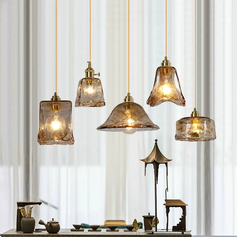 lampe suspendue en laiton verre led style nordique japonais