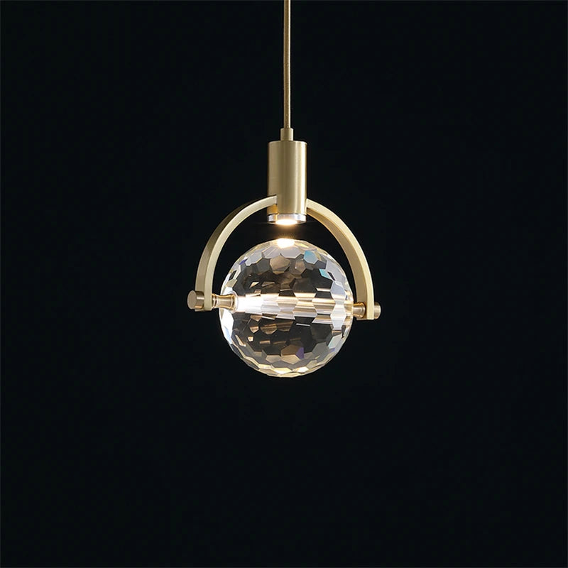 suspension LED en cristal design nordique luxueux - vue 3 sur 8