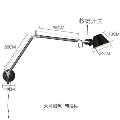 applique murale led moderne à bras long pliable et réglable pour lecture - vue 11 sur 16