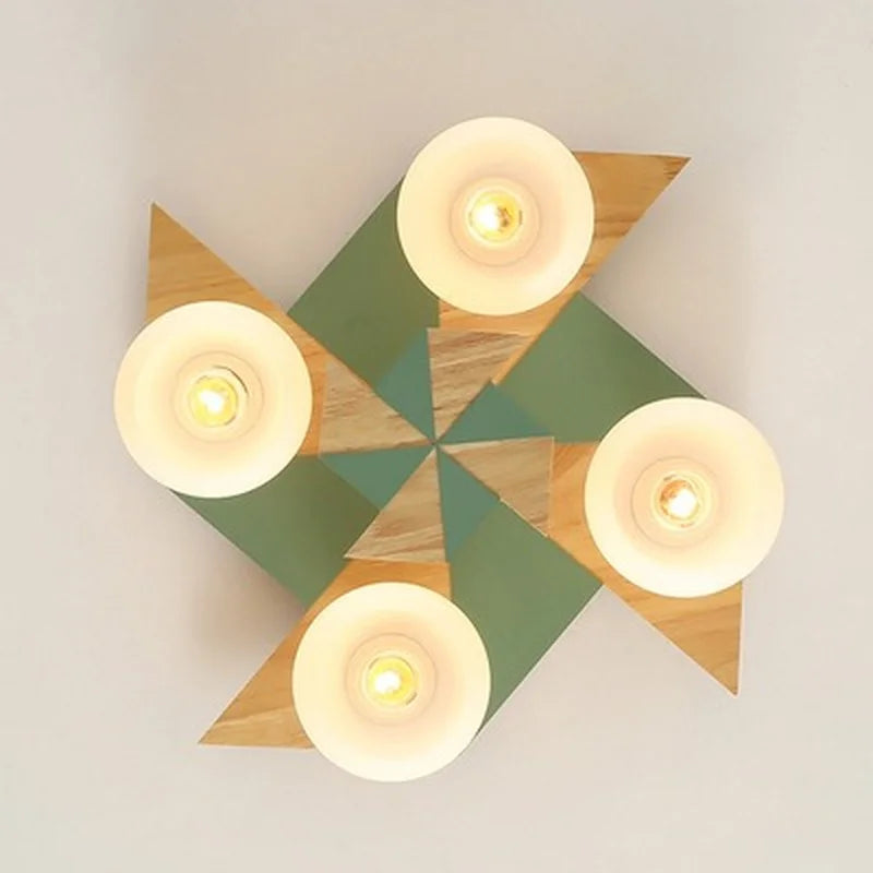 plafonnier japonais makaron en bois pour enfants moderne - vue 6 sur 9