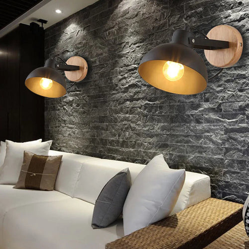 Applique murale industrielle nordique lumières Wandlamp rétro Applique murale en bois E27 LED intérieur chambre salle de bains balcon Bar allée éclairage - vue 5 sur 8