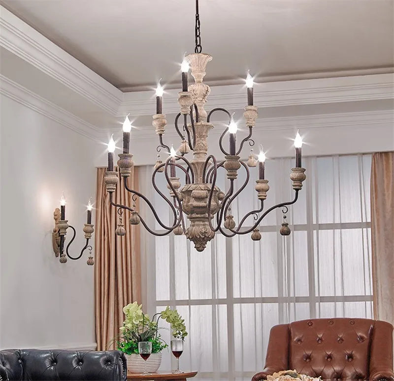 lustre vintage à bougie style européen rétro élégant pour intérieur moderne - vue 3 sur 12